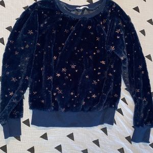 Plush girls navy blue fuzzy sweater